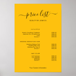 Modern Minimalist Salon Price List Sign for Beauty Poster