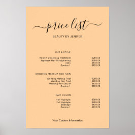 Modern Minimalist Salon Price List Sign for Beauty Poster