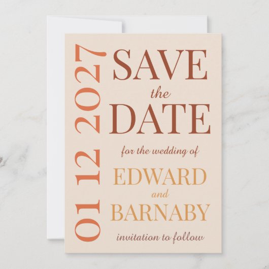 Modern Minimalist Save the Date Card with Oversize (Voorkant)