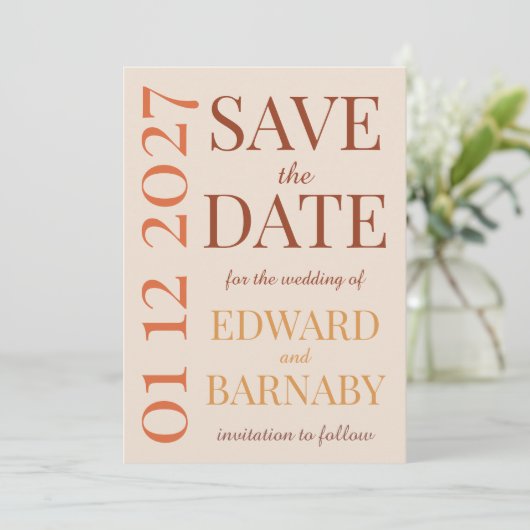 Modern Minimalist Save the Date Card with Oversize (Staand voorkant)
