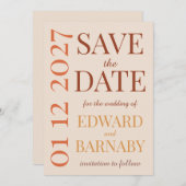 Modern Minimalist Save the Date Card with Oversize (Voorkant / Achterkant)