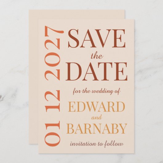 Modern Minimalist Save the Date Card with Oversize (Voorkant / Achterkant)