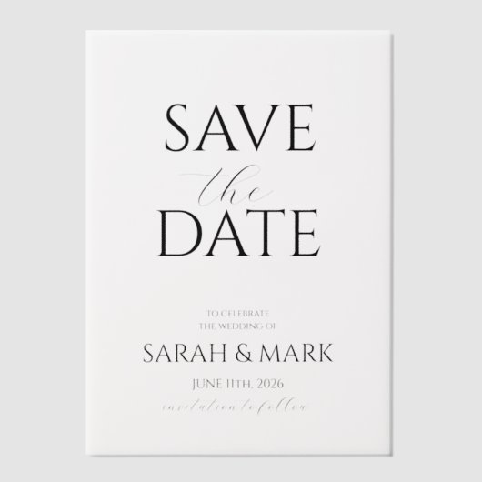 Modern Minimalist Save the Date Kaart Vellum Uitnodigingen (Voorkant)