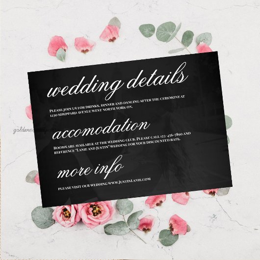 Modern Minimalist Save the Date Wedding Details Kaart