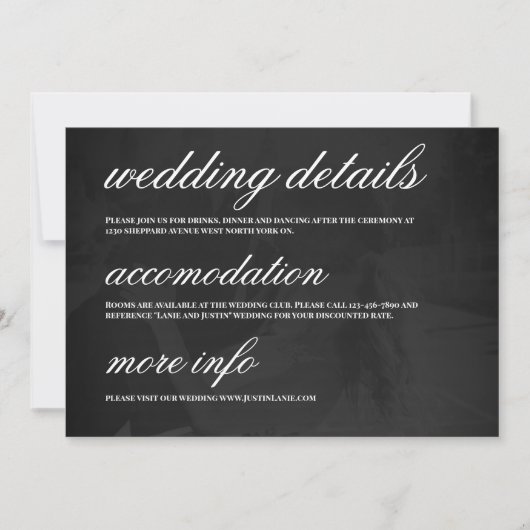 Modern Minimalist Save the Date Wedding Details Kaart (Voorkant)