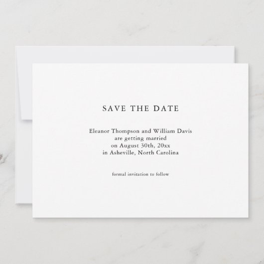 Modern Minimalist Save the Date Wedding Invitation (Achterkant)