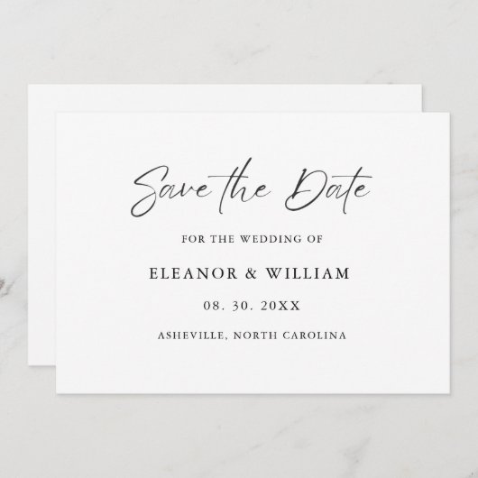 Modern Minimalist Save the Date Wedding Invitation (Voorkant / Achterkant)