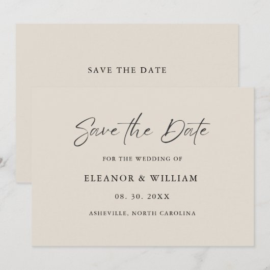 Modern Minimalist Save the Date Wedding Invitation (Voorkant / Achterkant)
