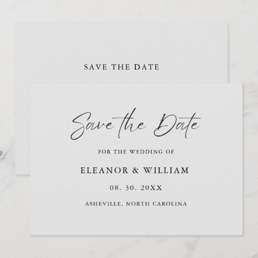 Modern Minimalist Save the Date Wedding Invitation (Voorkant / Achterkant)