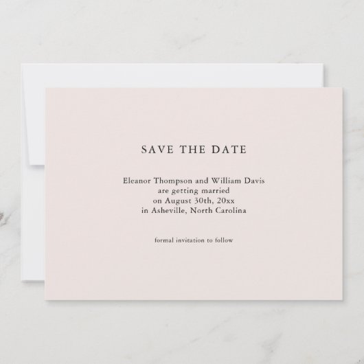 Modern Minimalist Save the Date Wedding Invitation (Achterkant)