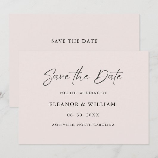 Modern Minimalist Save the Date Wedding Invitation (Voorkant / Achterkant)