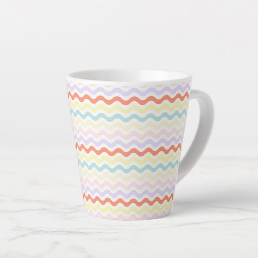 Modern Minimalist Scalloped Pastel Waves Linear Latte Mok (Rechterhoek)
