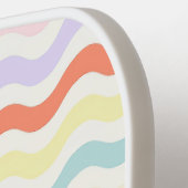 Modern Minimalist Scalloped Pastel Waves Linear Pickleball Paddle (Links Detail)