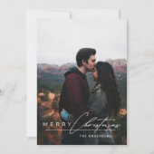 Modern Minimalist Script 1 Photo Green Christmas Feestdagenkaart (Voorkant)