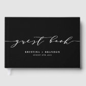 Modern Minimalist Script Black and White Wedding Gastenboek (Voorkant)
