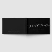 Modern Minimalist Script Black and White Wedding Gastenboek (Volledig)