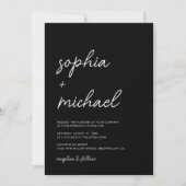 Modern Minimalist Script Black Wedding Kaart (Voorkant)