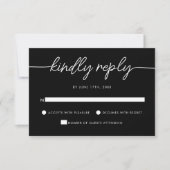 Modern Minimalist Script Black Wedding RSVP Kaartje (Voorkant)