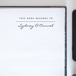 Modern Minimalist Script Custom Name Library Boek Rubberstempel