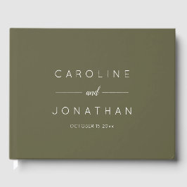 Modern Minimalist Script Custom Wedding Olive Moss Gastenboek