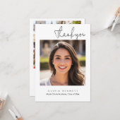 Modern Minimalist Script Graduation Thank You Card Kaart (Voorkant / Achterkant in situ)