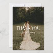 Modern Minimalist Script Names 2-Photo Wedding Bedankkaart (Voorkant)