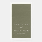 Modern Minimalist Script Olive Moss Custom Wedding Servet (Voorkant)