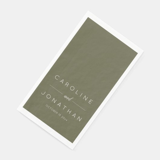 Modern Minimalist Script Olive Moss Custom Wedding Servet (Hoek)