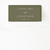 Modern Minimalist Script Olive Moss Custom Wedding Spandoek (Insitu)