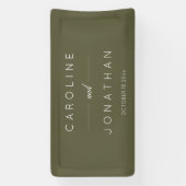 Modern Minimalist Script Olive Moss Custom Wedding Spandoek (Verticaal)