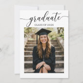 Modern Minimalist Script Photo Graduate  Kaart (Voorkant)