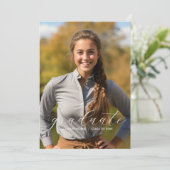 Modern Minimalist Script Photo Graduation Aankondiging (Staand voorkant)