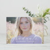 Modern Minimalist Script Photo Graduation Aankondiging (Staand voorkant)