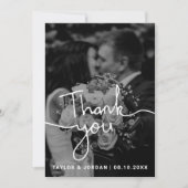 Modern Minimalist Script Photo Wedding Custom  Bedankkaart (Voorkant)
