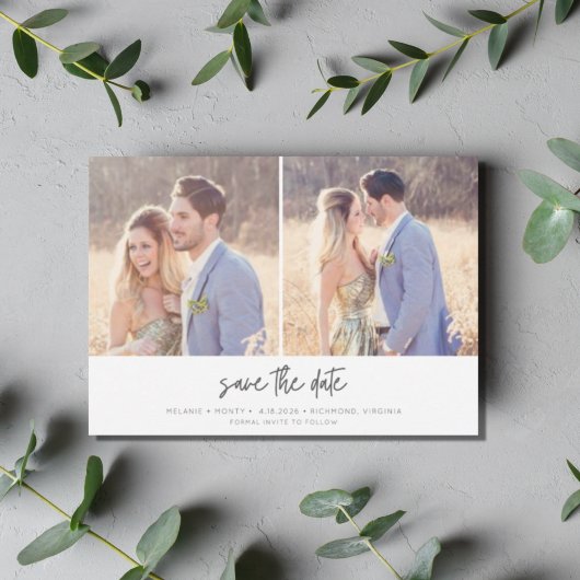 Modern Minimalist Script Simple Photo Wedding Save The Date