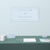 Modern Minimalist Script Soft Blue Custom Wedding Spandoek (Beurs)