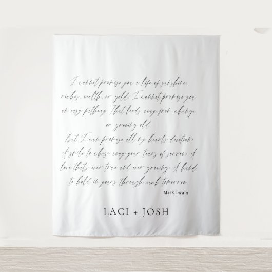 Modern Minimalist Script Wedding Ceremony Backdrop Wandkleed (Voorkant)