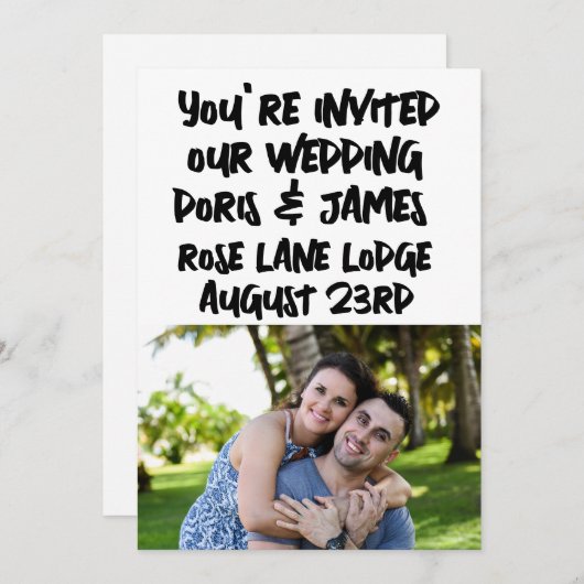 MODERN MINIMALIST SCRIPT WEDDING INVITATIONS KAART (Voorkant / Achterkant)