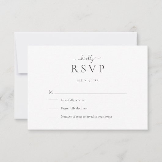 Modern Minimalist Script Wedding RSVP Card (Voorkant)