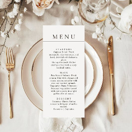 Modern Minimalist Simple Black Line Wedding Dinner Menu