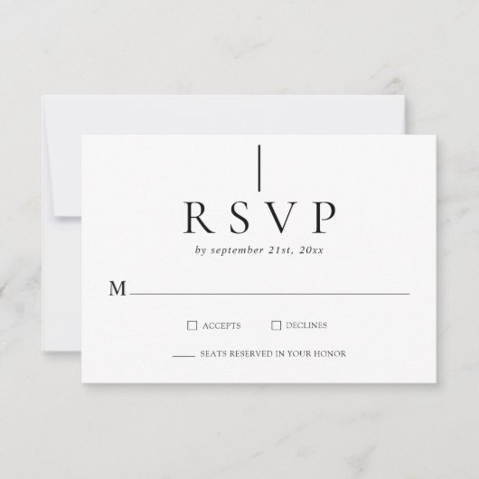 Modern Minimalist Simple Clean Wedding RSVP cards (Voorkant)