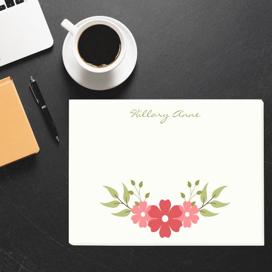 Modern Minimalist Simple Pink & Red Girly Floral Post-it® Notes