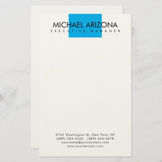 Modern Minimalist Simple Plain Briefpapier (Voorkant / Achterkant)