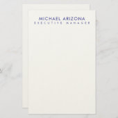 Modern Minimalist Simple Plain Own Name Briefpapier (Voorkant / Achterkant)