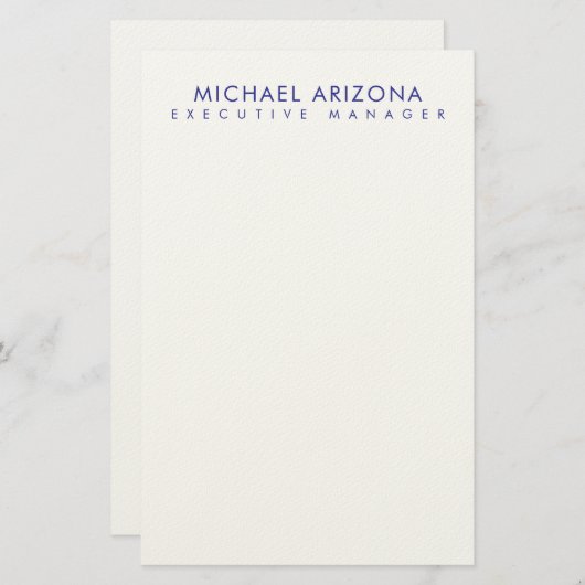 Modern Minimalist Simple Plain Own Name Briefpapier (Voorkant / Achterkant)