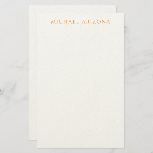 Modern Minimalist Simple Plain Own Name Briefpapier (Voorkant / Achterkant)