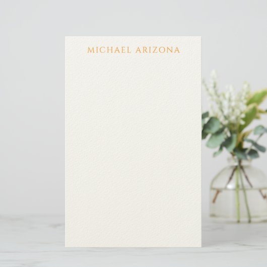 Modern Minimalist Simple Plain Own Name Briefpapier (Staand voorkant)