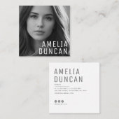 Modern Minimalist Simple Professional Photo Square Vierkante Visitekaartje (Voorkant / Achterkant)