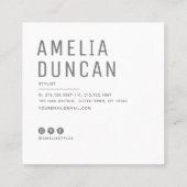 Modern Minimalist Simple Professional Photo Square Vierkante Visitekaartje (Achterkant)