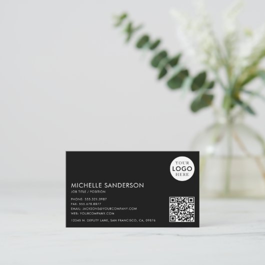 Modern Minimalist Simple Professional QR Code Logo Visitekaartje (Staand voorkant)
